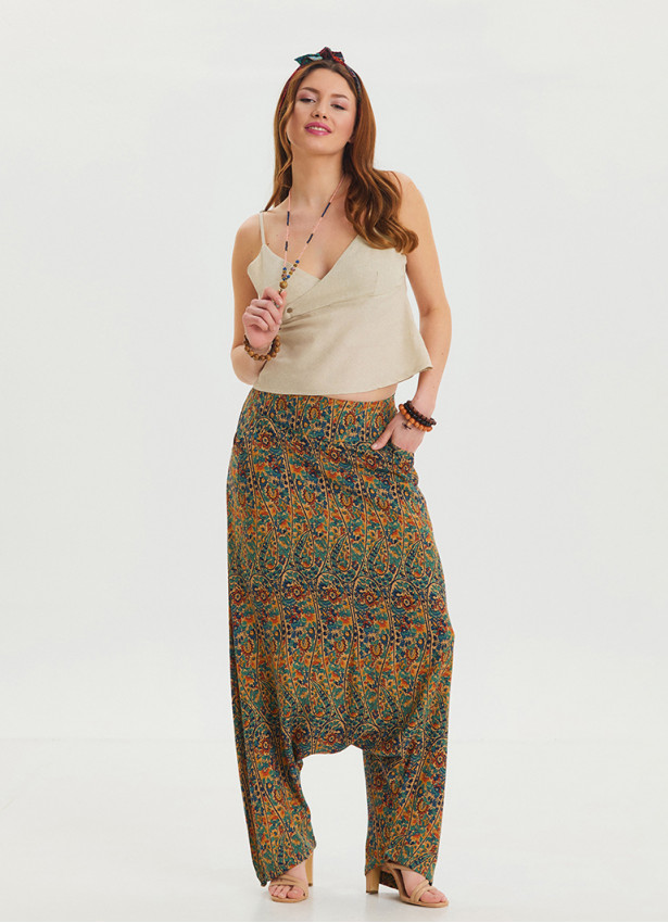 Petrol Ethnic Shalwar with Pocket Detail and Laced Legs 4476